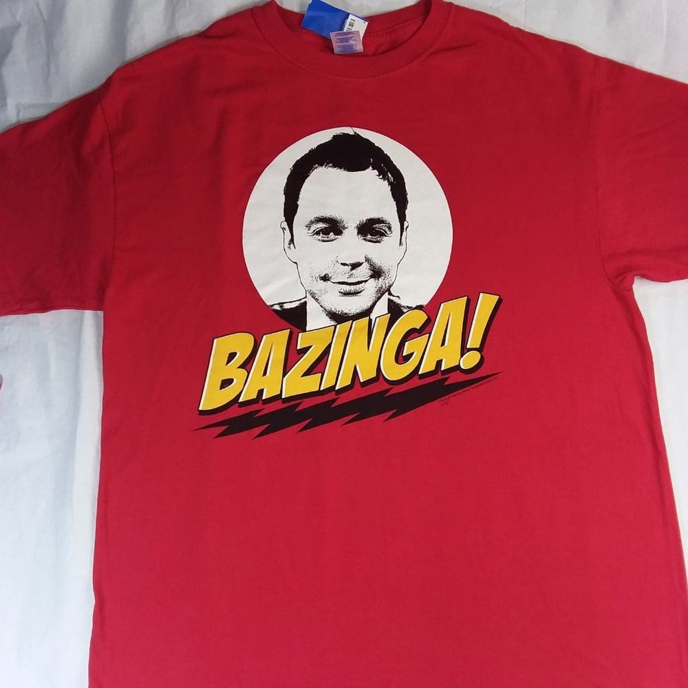 BAZINGA Big Bang Theory Sheldon Red T-Shirt - Picture 1 of 5